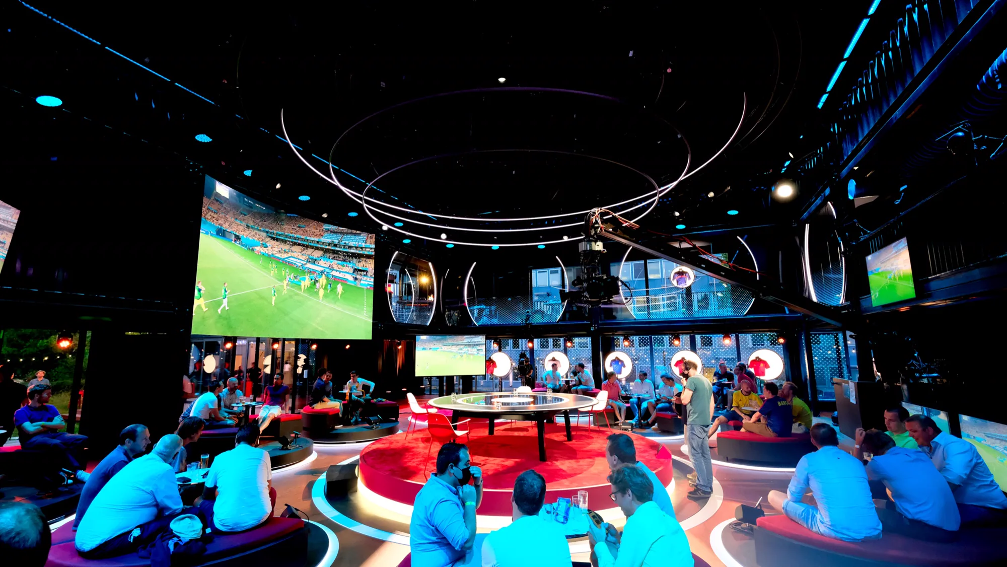 Villa Sporza EURO 2021: floating LED rings above fans and screens