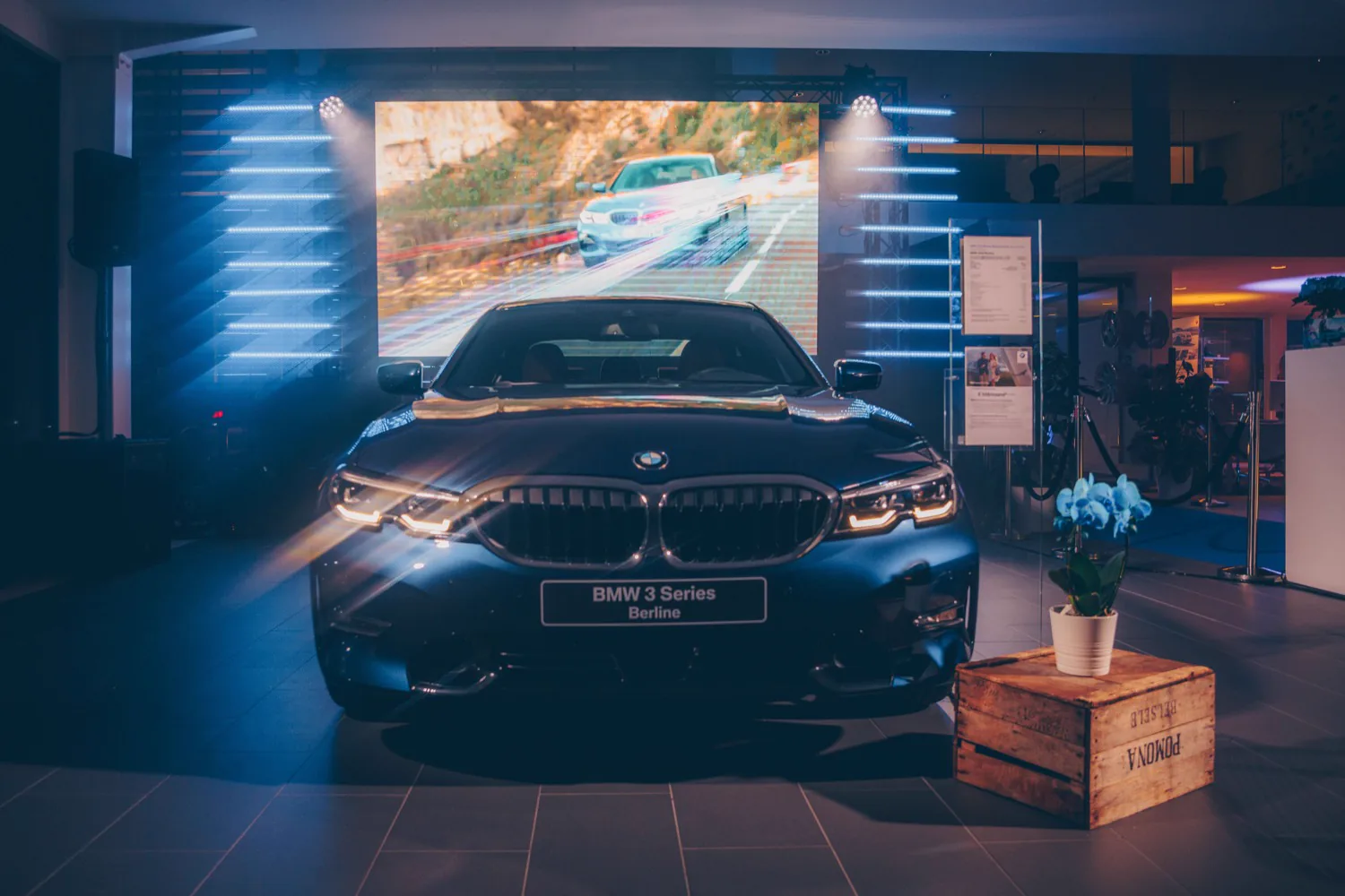 New BMW 3 Series in front of an LED wall at the Juma launch